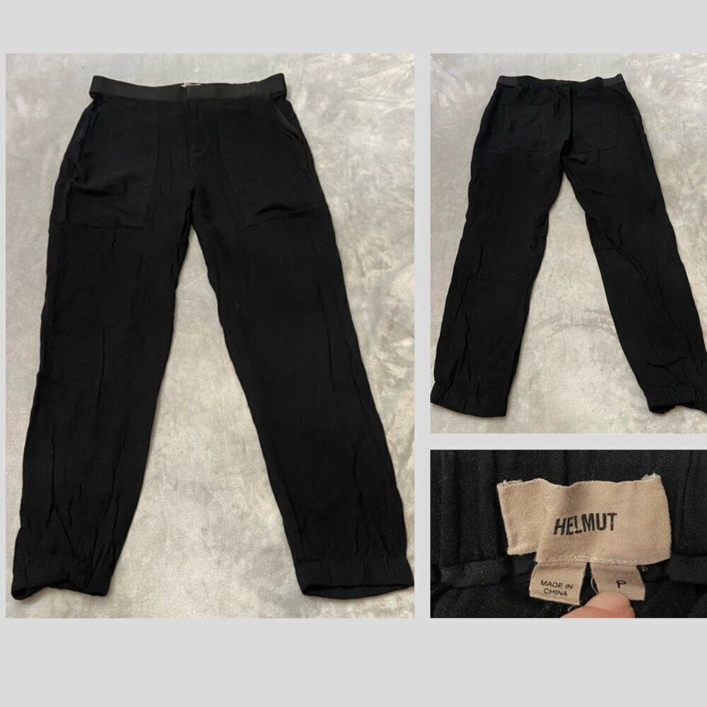 Helmut Lang Black Elastic Back Waist & Ankle Cuff Pants 4076